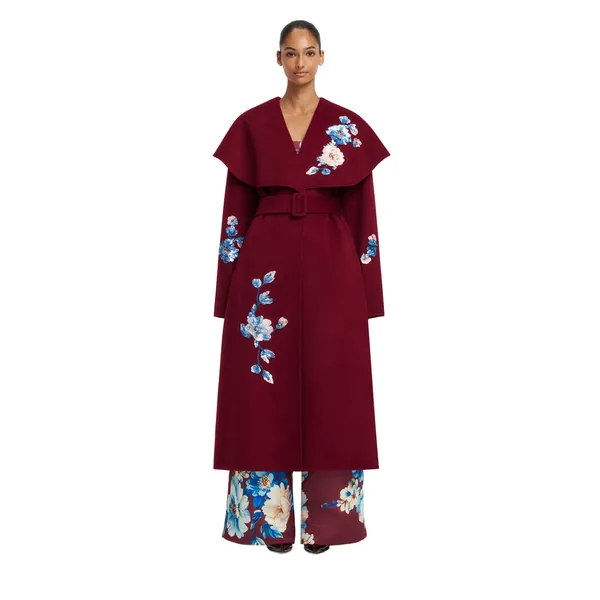 Joan Embroidered Wool Coat