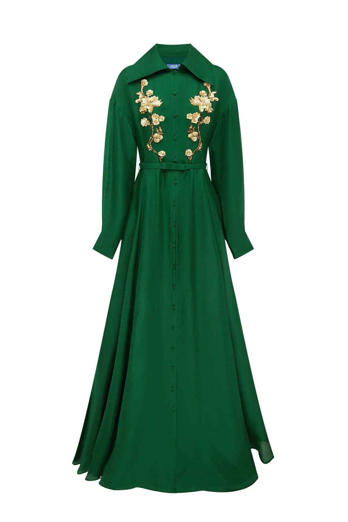 Josephine Embellished Silk Gown in Forest