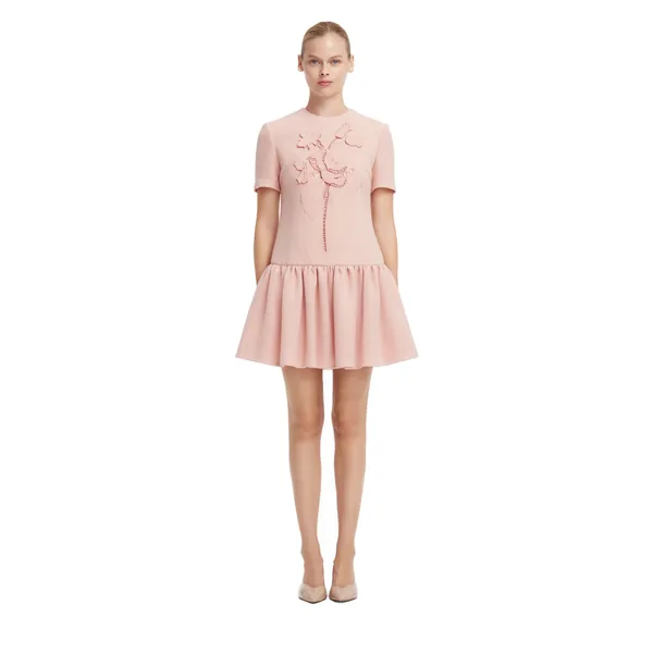 Joyce Appliqué Tweed Short Sleeve Mini Dress