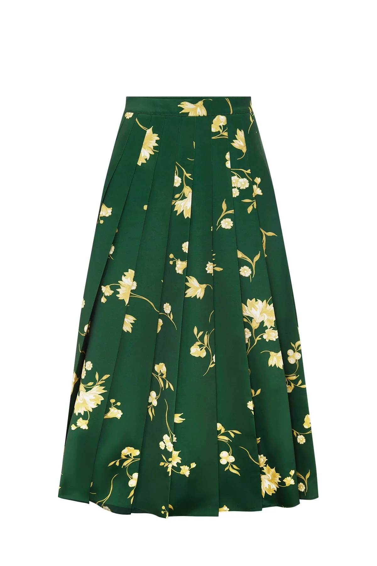 June Pleated Maxi Skirt in Forest Print