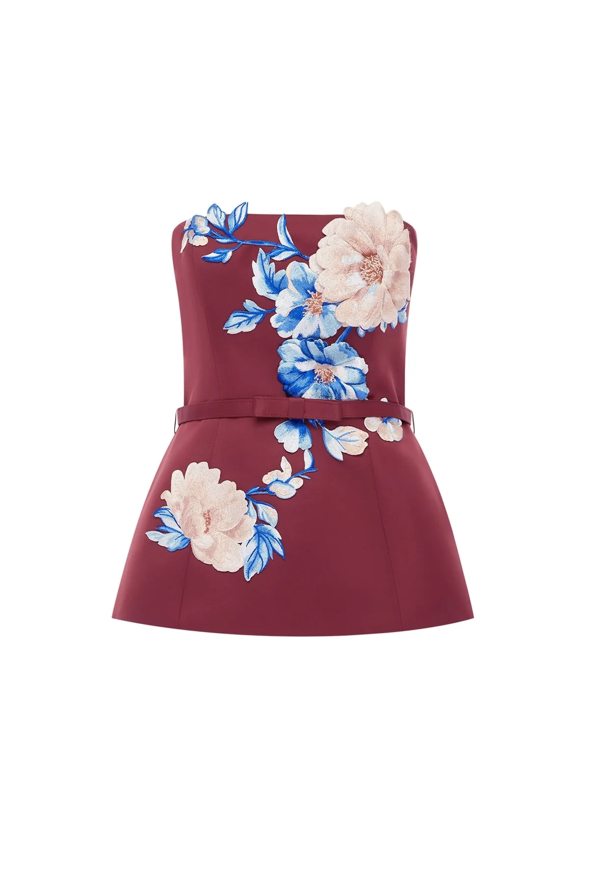 Nadia Embroidered Bustier Top in Cosmos Print