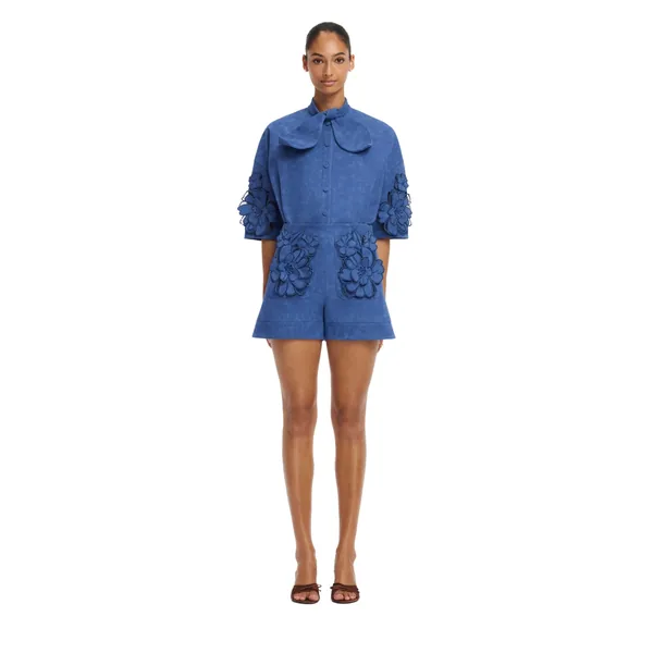 Tessa Appliqué Vegan Suede Shorts