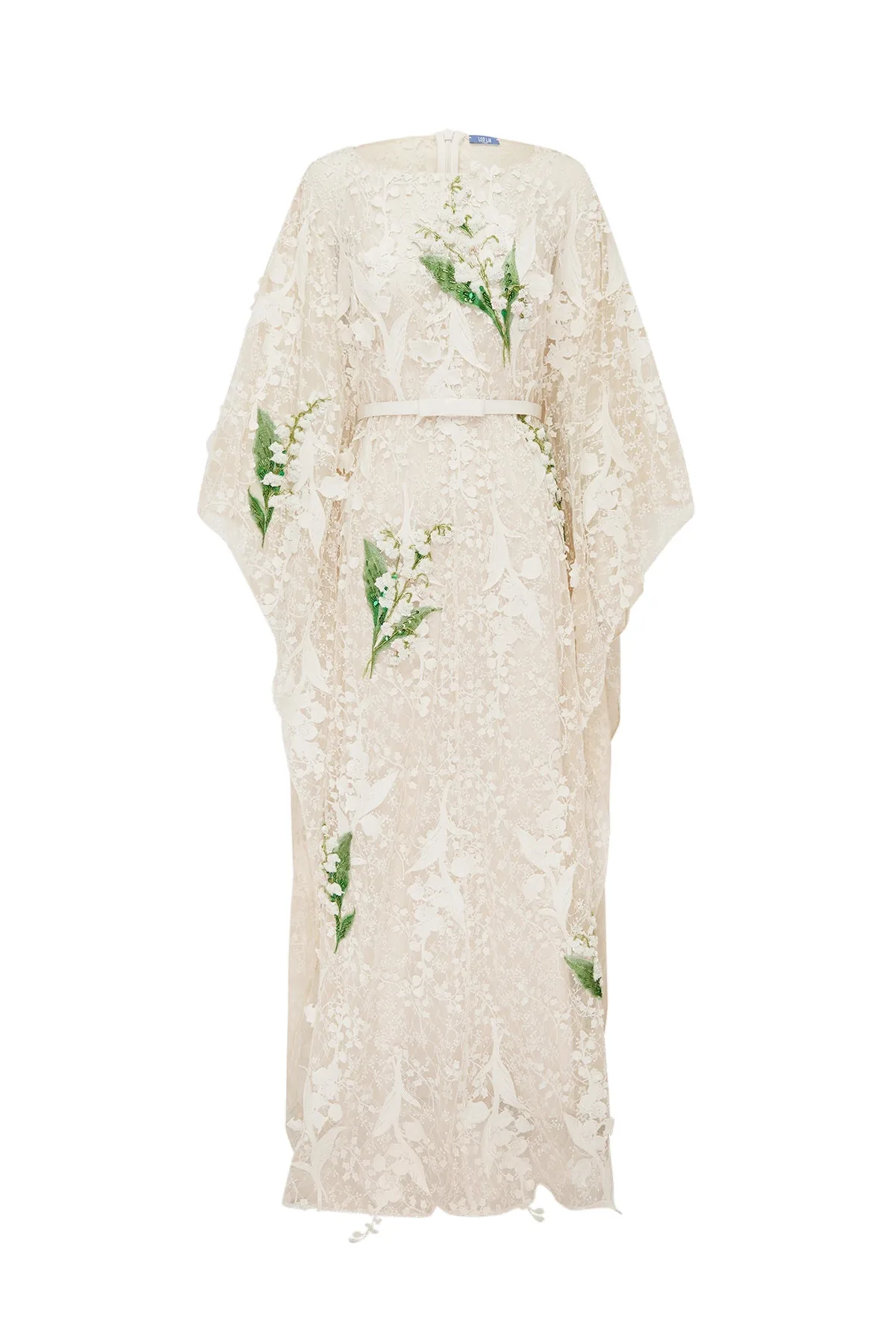 Willow Embellished Lace Kaftan Maxi in Snow Meadow
