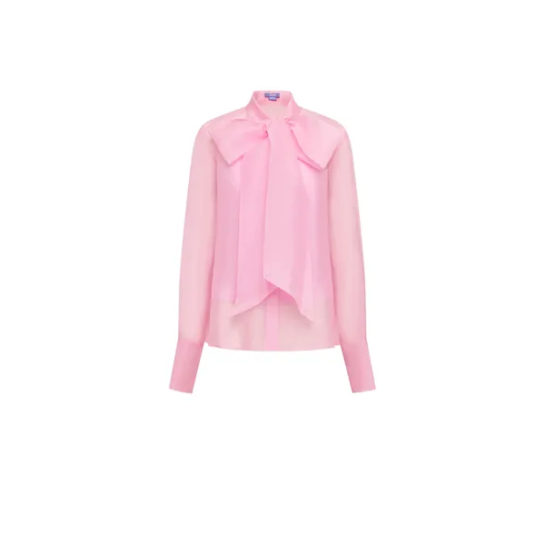 Dressage Silk Organza Tie Blouse in Pink