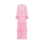 Leo Lin Teresa Bow Tiered Maxi Dress in Pink