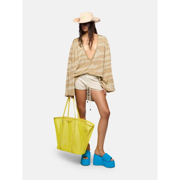 Light yellow and dark brown shorts
