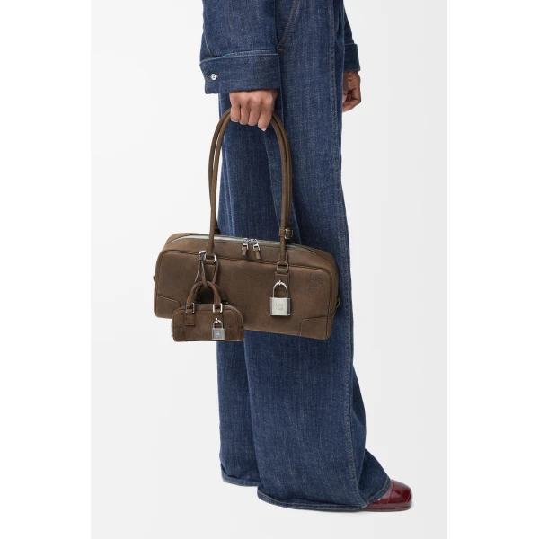 Loewe Amazona Nano in nubuck, Tundra | Clutch Bags | Luxury Shoes 