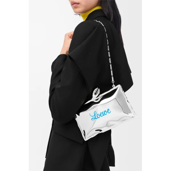 Loewe Blown minaudiere in brass and enamel, Silver/Blue | Mini Bags | Luxury Shoes 