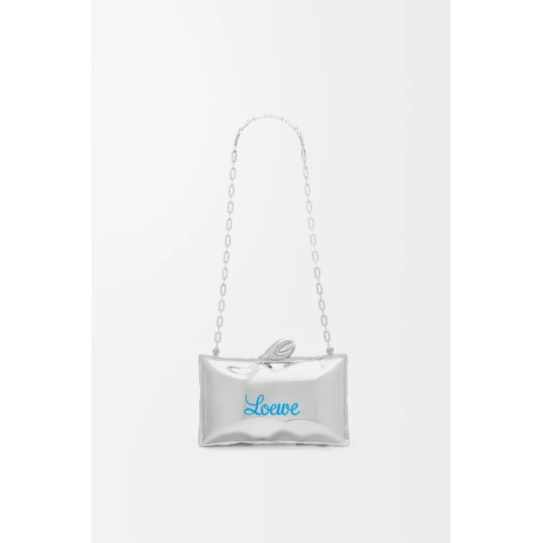Loewe Blown minaudiere in brass and enamel, Silver/Blue | Mini Bags | Luxury Shoes 