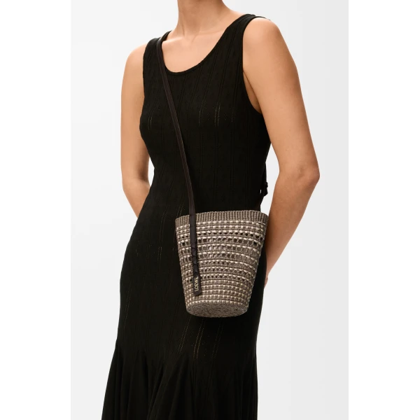 Loewe Braid pocket in iraca palm and calfskin, Khaki/Natural | Clutch Bags | Luxury Shoes 