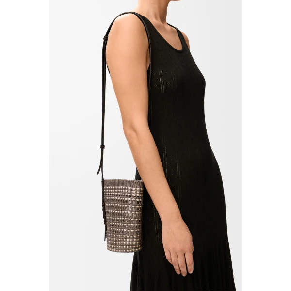 Loewe Braid pocket in iraca palm and calfskin, Khaki/Natural | Clutch Bags | Luxury Shoes 