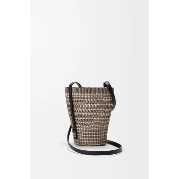Loewe Braid pocket in iraca palm and calfskin, Khaki/Natural | Clutch Bags | Luxury Shoes 