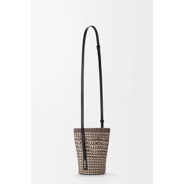Loewe Braid pocket in iraca palm and calfskin, Khaki/Natural | Clutch Bags | Luxury Shoes 