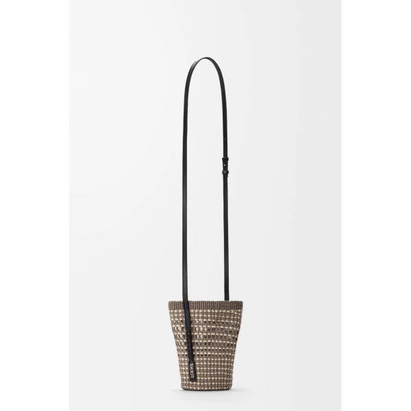 Loewe Braid pocket in iraca palm and calfskin, Khaki/Natural | Clutch Bags | Luxury Shoes 