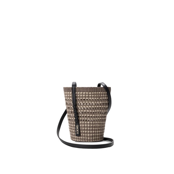 Loewe Braid pocket in iraca palm and calfskin, Khaki/Natural | Clutch Bags | Luxury Shoes 