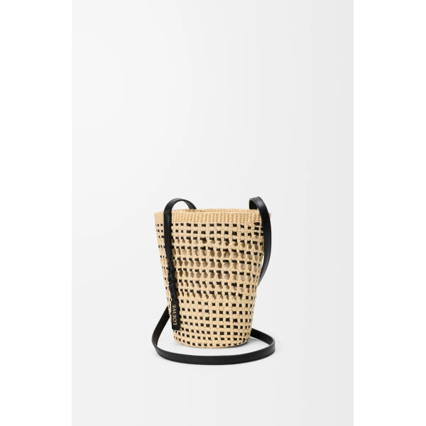 Loewe Braid pocket in iraca palm and calfskin, Natural/Black | Clutch Bags | Luxury Shoes 