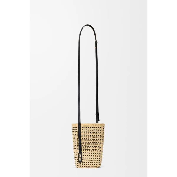 Loewe Braid pocket in iraca palm and calfskin, Natural/Black | Clutch Bags | Luxury Shoes 