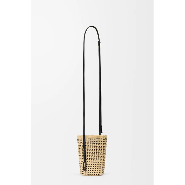 Loewe Braid pocket in iraca palm and calfskin, Natural/Black | Clutch Bags | Luxury Shoes 