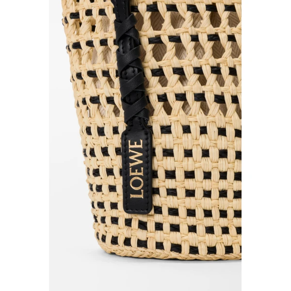 Loewe Braid pocket in iraca palm and calfskin, Natural/Black | Clutch Bags | Luxury Shoes 