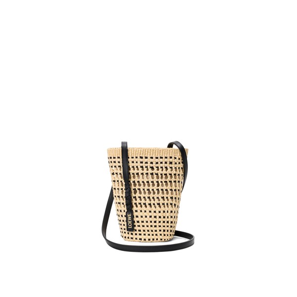 Loewe Braid pocket in iraca palm and calfskin, Natural/Black | Clutch Bags | Luxury Shoes 