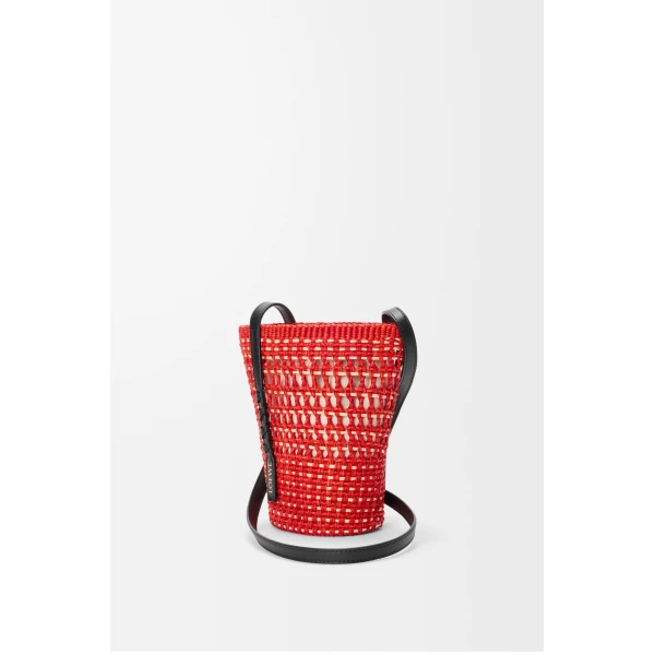 Loewe Braid pocket in iraca palm and calfskin, Red/Natural | Clutch Bags | Luxury Shoes 