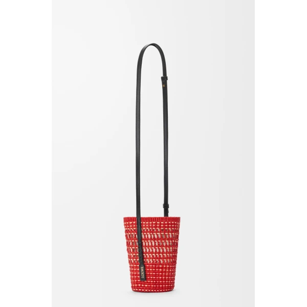Loewe Braid pocket in iraca palm and calfskin, Red/Natural | Clutch Bags | Luxury Shoes 