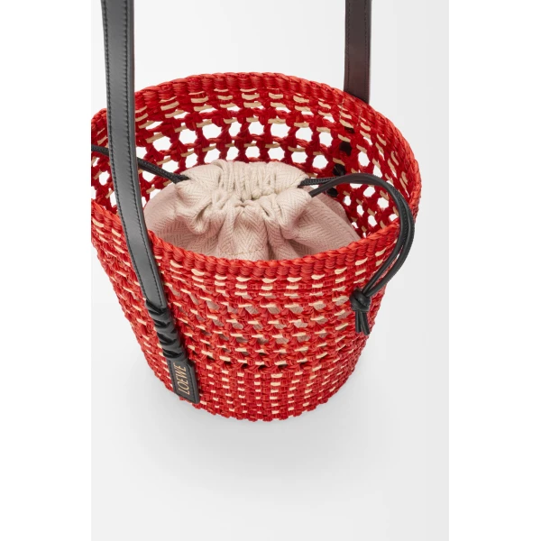 Loewe Braid pocket in iraca palm and calfskin, Red/Natural | Clutch Bags | Luxury Shoes 
