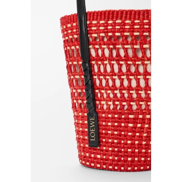 Loewe Braid pocket in iraca palm and calfskin, Red/Natural | Clutch Bags | Luxury Shoes 
