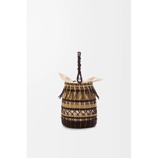 Loewe Bucket in cord and leather, Dark Brown/Multicolor | Bucket Bags | Luxury Shoes 
