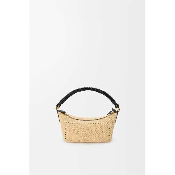 Loewe Cala mini bag in classic calfskin and raffia, Natural/Black | Totes & Top-Handle Bags | Luxury Shoes 