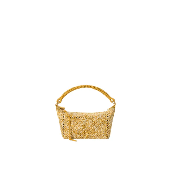 Cala mini bag in melange raffia, Mustard