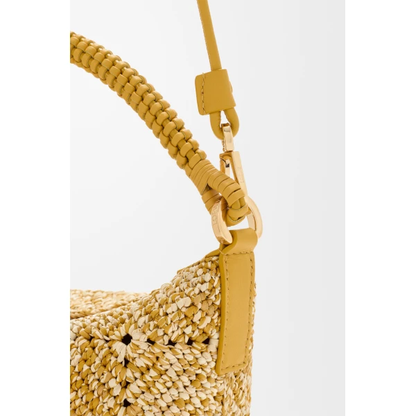 Loewe Cala mini bag in melange raffia, Mustard | Totes & Top-Handle Bags | Luxury Shoes 