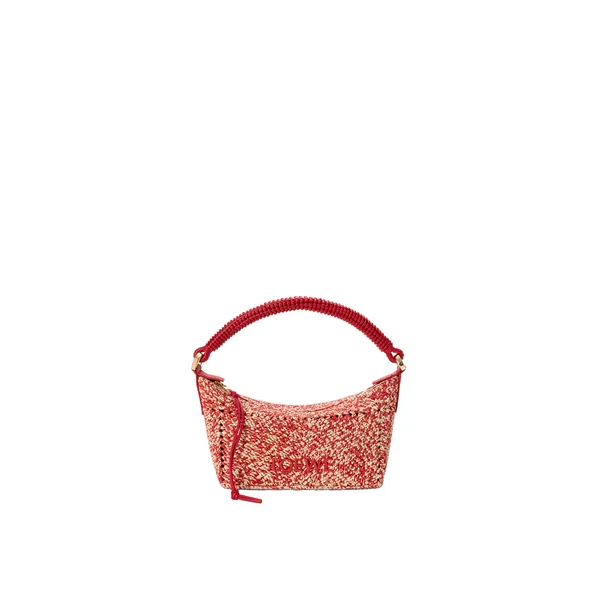 Cala mini bag in melange raffia, Red