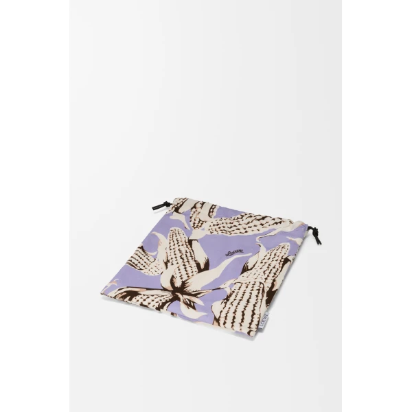 Loewe Corn small drawstring pouch in canvas, White/Lilac | Clutch Bags | Luxury Shoes 