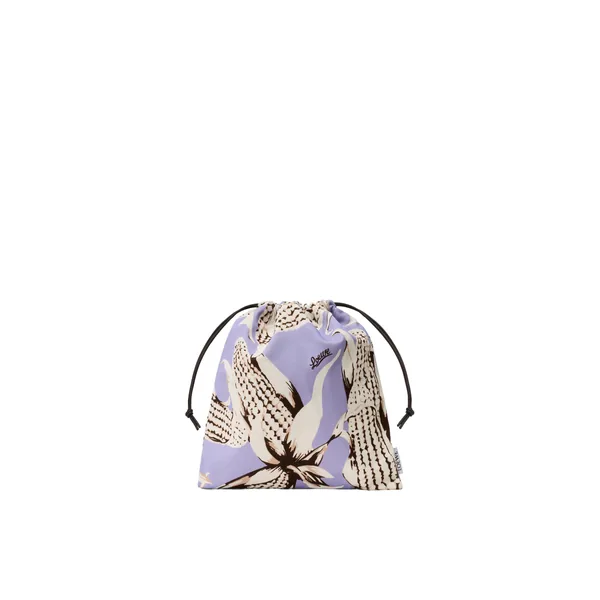 Corn small drawstring pouch in canvas, White/Lilac
