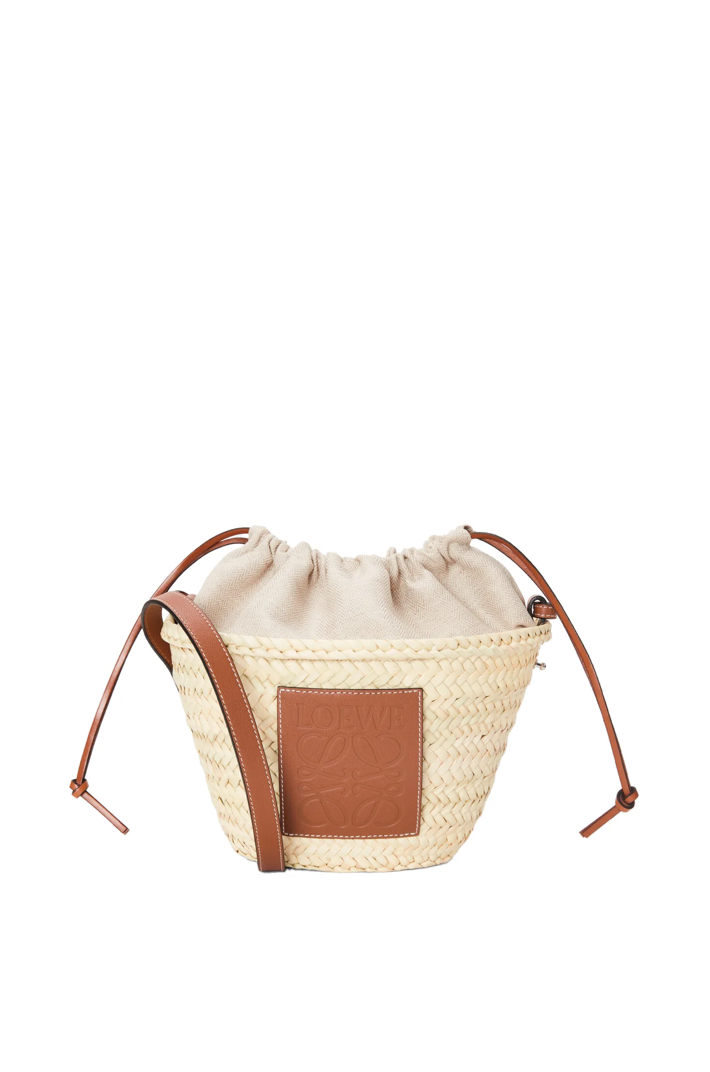 Loewe Drawstring bucket in palm leaf and calfskin, Natural/Tan | Totes & Top-Handle Bags | Luxury Shoes Loewe Drawstring bucket in palm leaf and calfskin, Natural/Tan | Totes & Top-Handle Bags | Luxury Shoes