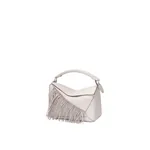 Loewe Fringe small Puzzle bag in classic calfskin, Soft White/Light Ghost | Shoulder & Crossbody Bags | Luxury Shoes 