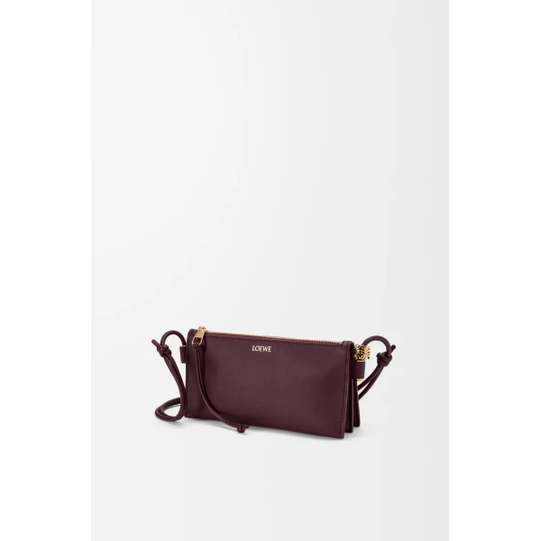 Loewe Joya pouch in nappa calfskin, Dark Burgundy | Clutch Bags | Luxury Shoes 
