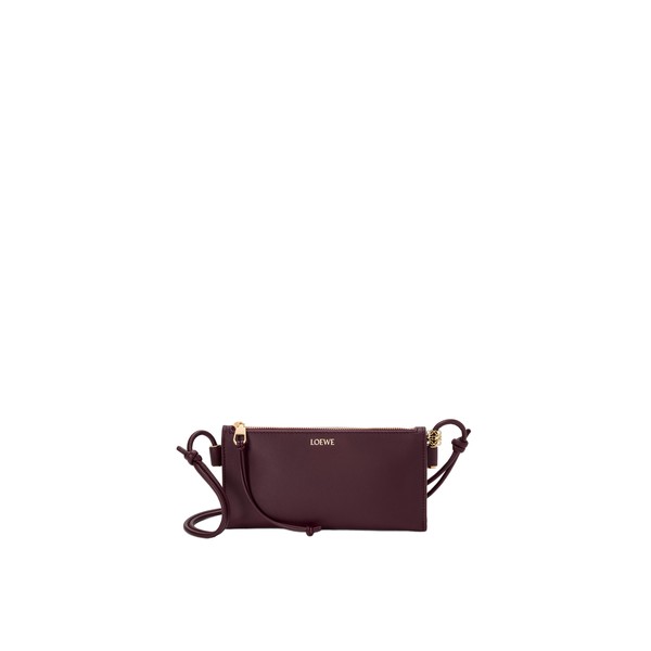 Loewe Joya pouch in nappa calfskin, Dark Burgundy | Clutch Bags | Luxury Shoes 