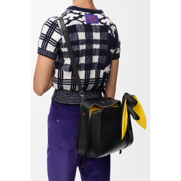 Loewe Large Amazona 180 Lazy Dog bag in buffalino leather, Black/Yellow | Totes & Top-Handle Bags | Luxury Shoes 