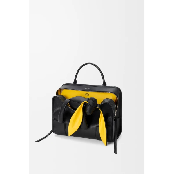 Loewe Large Amazona 180 Lazy Dog bag in buffalino leather, Black/Yellow | Totes & Top-Handle Bags | Luxury Shoes 