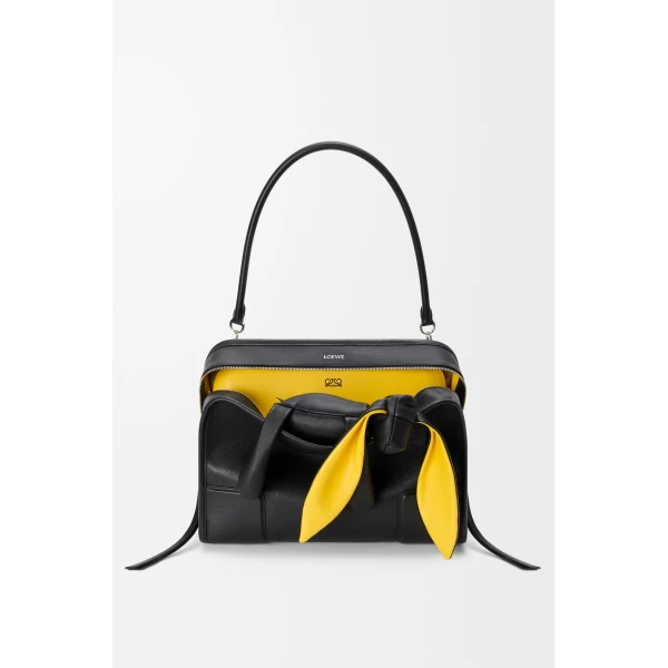 Loewe Large Amazona 180 Lazy Dog bag in buffalino leather, Black/Yellow | Totes & Top-Handle Bags | Luxury Shoes 