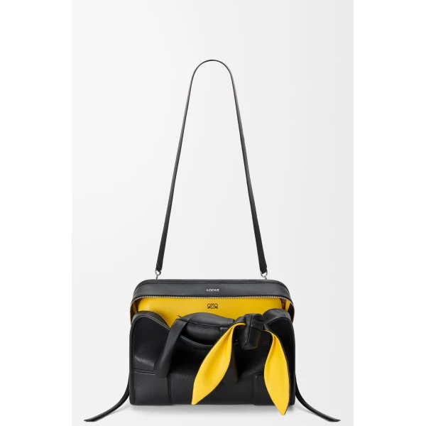 Loewe Large Amazona 180 Lazy Dog bag in buffalino leather, Black/Yellow | Totes & Top-Handle Bags | Luxury Shoes 