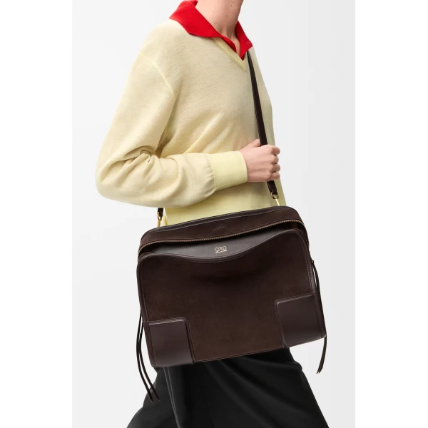 Loewe Large Amazona 180 bag in suede, Dark Chestnut | Totes & Top-Handle Bags | Luxury Shoes 