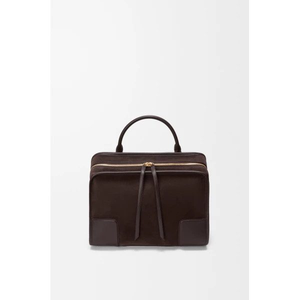 Loewe Large Amazona 180 bag in suede, Dark Chestnut | Totes & Top-Handle Bags | Luxury Shoes 