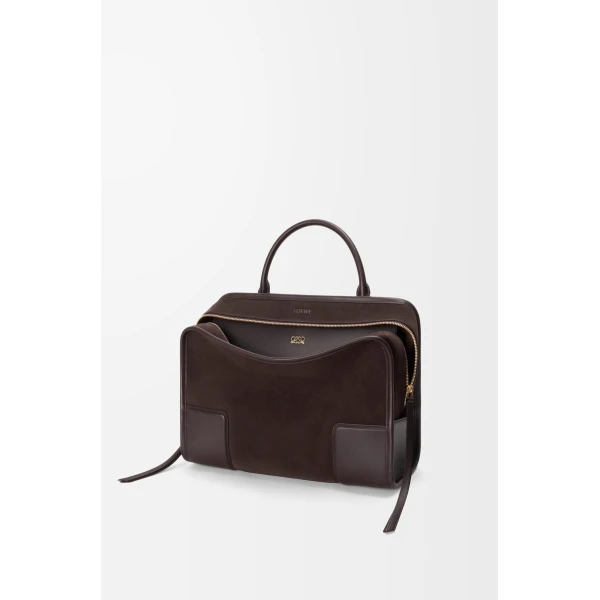 Loewe Large Amazona 180 bag in suede, Dark Chestnut | Totes & Top-Handle Bags | Luxury Shoes 