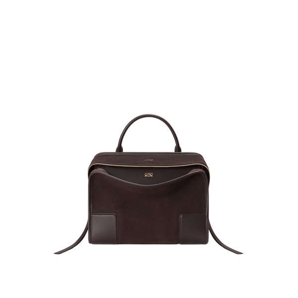 Loewe Large Amazona 180 bag in suede, Dark Chestnut | Totes & Top-Handle Bags | Luxury Shoes 