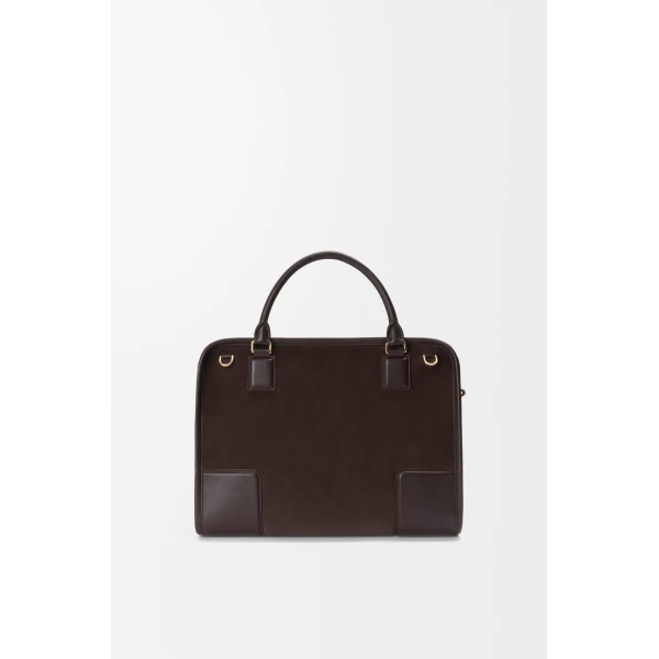 Loewe Large Amazona 180 bag in suede, Dark Chestnut | Totes & Top-Handle Bags | Luxury Shoes 