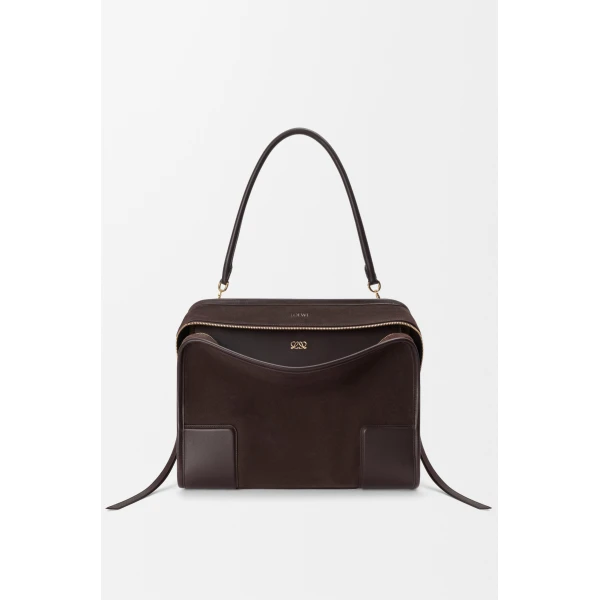 Loewe Large Amazona 180 bag in suede, Dark Chestnut | Totes & Top-Handle Bags | Luxury Shoes 