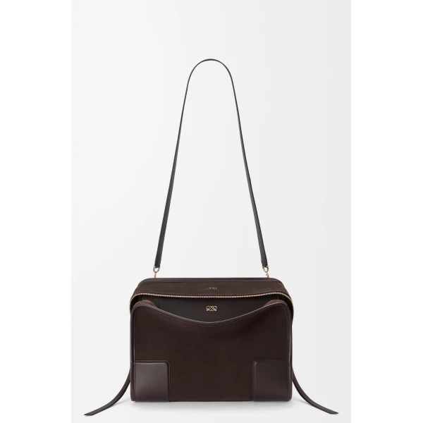 Loewe Large Amazona 180 bag in suede, Dark Chestnut | Totes & Top-Handle Bags | Luxury Shoes 